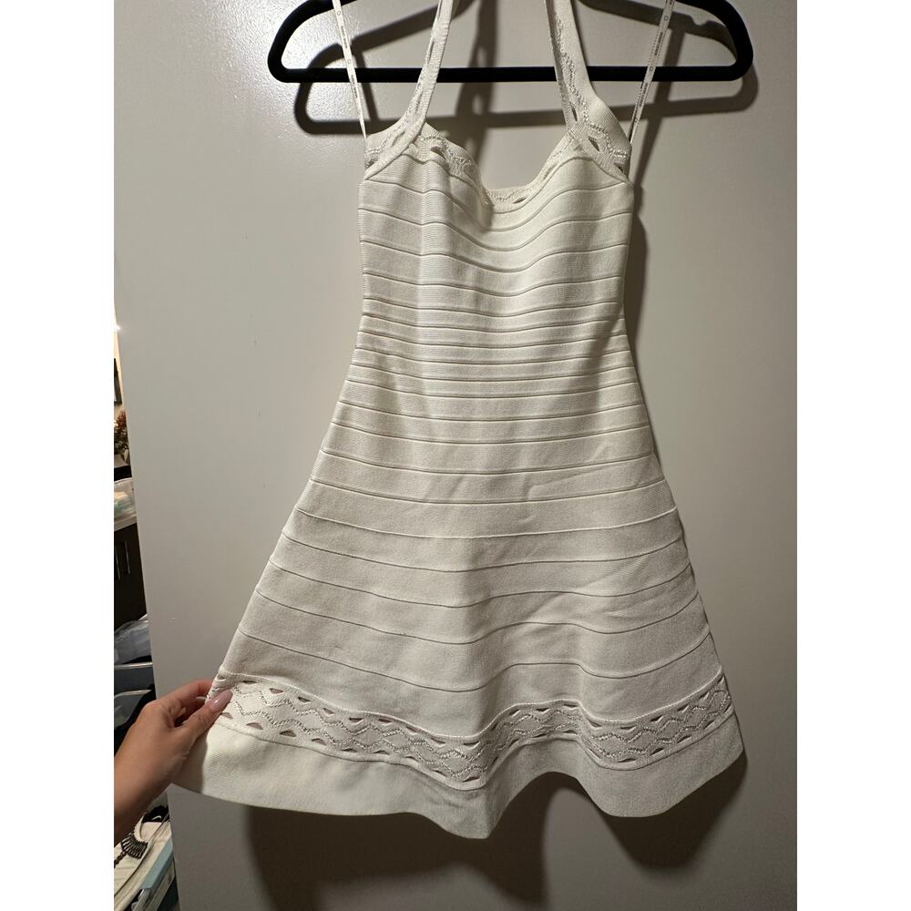 NWT Herve Leger Womens White Halter Bandage Dress Mini Bodycon Cocktail XXS